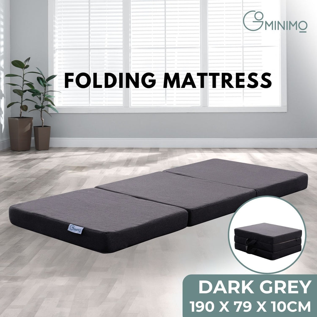 GOMINIMO 3 Fold Folding Mattress Single Dark Grey