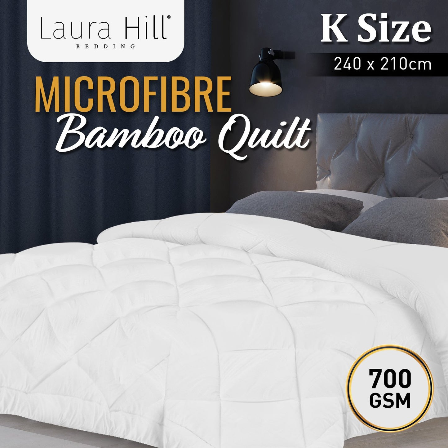 Laura Hill Microfibre Bamboo Comforter Quilt 700gsm - King