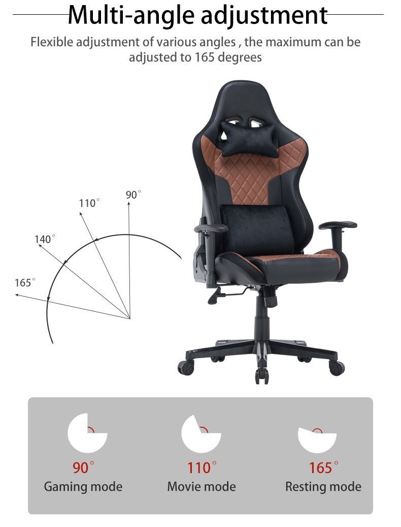 7 RGB Lights Bluetooth Speaker Gaming Chair Ergonomic Racing chair 165° Reclining Gaming Seat 4D Armrest Footrest Black Red