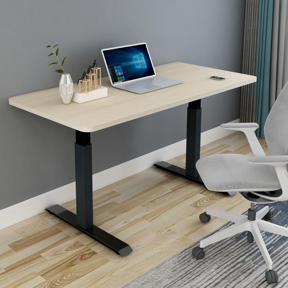 120cm Standing Desk Height Adjustable Sit Black Stand Motorised Black Single Motor Frame White Top