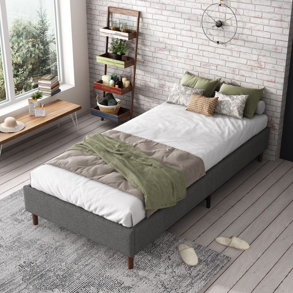 Bed Frame Mattress Foundation (Dark Grey) – Queen