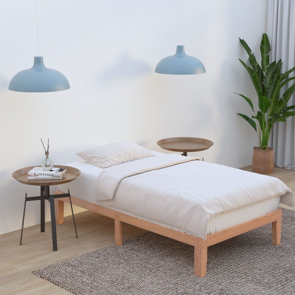 Single Size Warm Wooden Natural Bed Base Frame – King Single