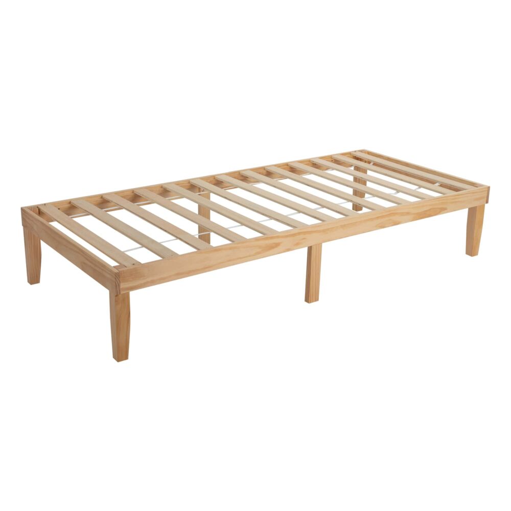 Single Size Warm Wooden Natural Bed Base Frame – Single