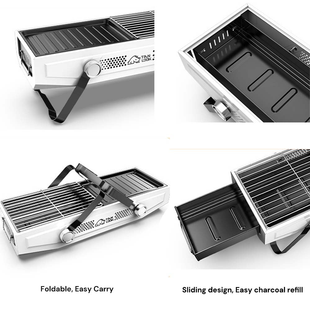 Foldable Portable Charcoal Frying Grill Grilling Outdoor Tabletop BBQ Grill For Camping Hiking Picnics