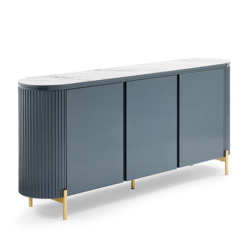 Buffet MDF Glossy Surface Ceramic Top Dark Blue Storage Cabinet