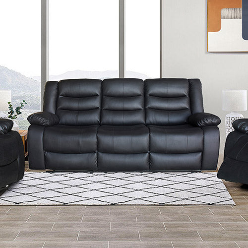 3+1+1 Seater Recliner Sofa In Faux Leather Lounge Couch in Black