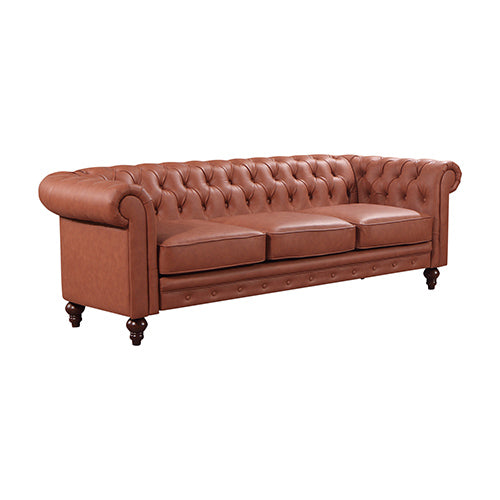 3+2 Seater Brown Sofa Lounge Chesterfireld Style Button Tufted in Faux Leather