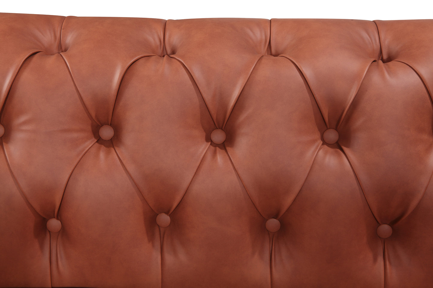 3 Seater Brown Sofa Lounge Chesterfireld Style Button Tufted in Faux Leather