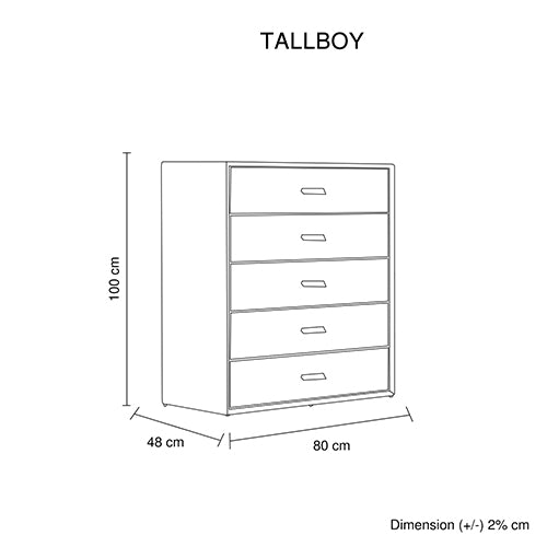 Estella Tallboy MDF Construction Fabric Upholstery Iron Feet