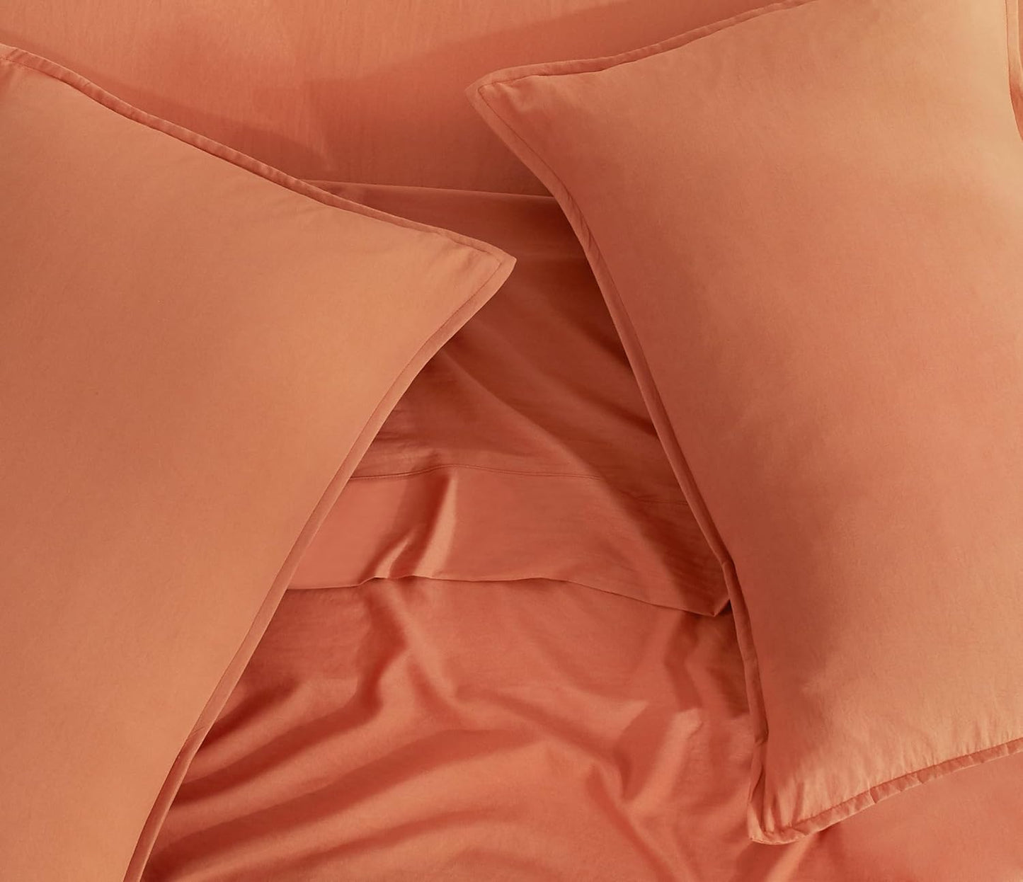 Vintage Washed Microfibre Sheet Set with 2 Pillowcases - Terracotta - Double