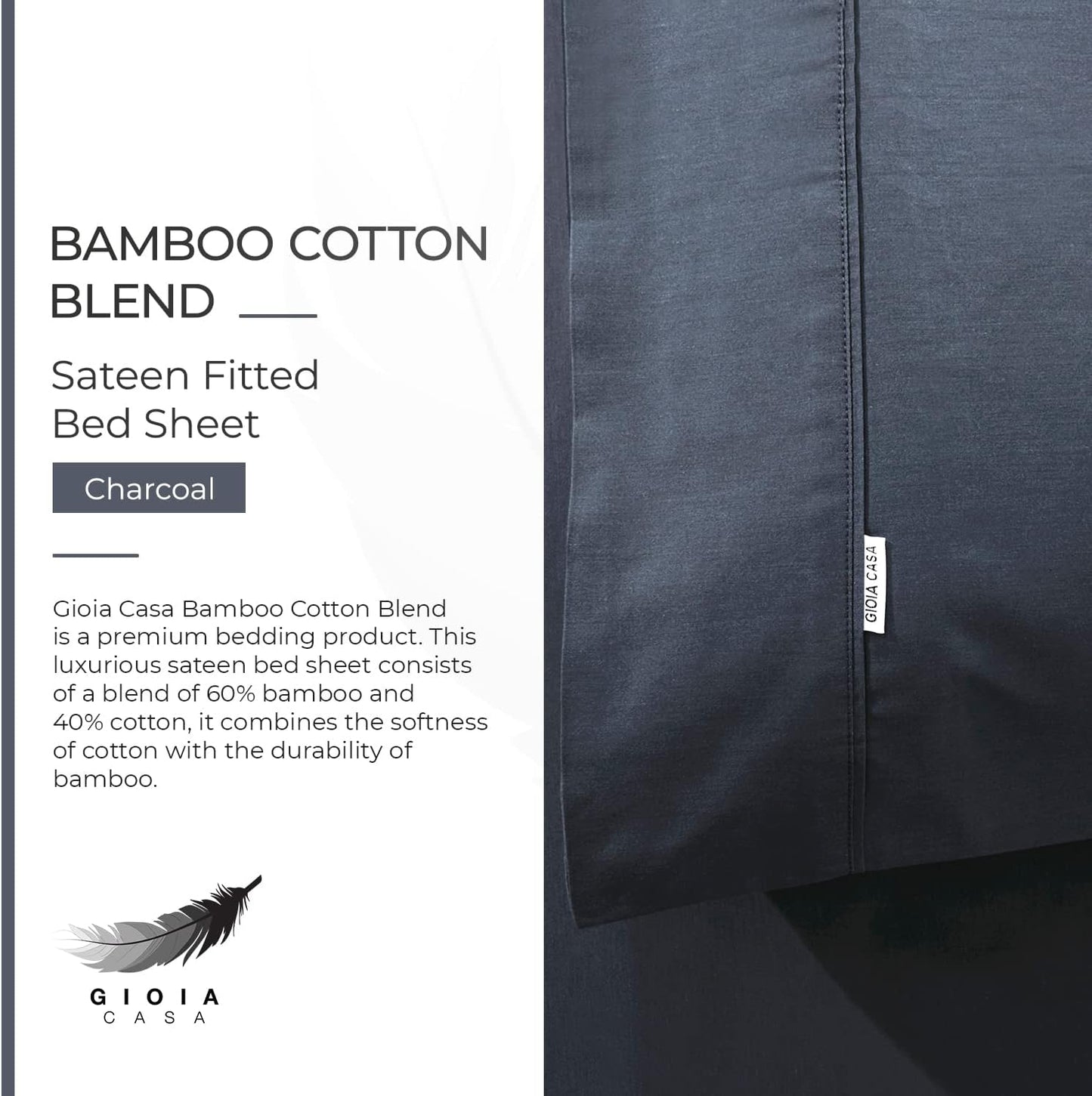 Bamboo Cotton Blend All Season Bedding Set - Charcoal - Queen Size