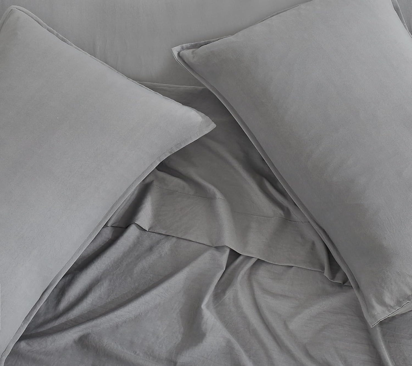 Vintage Washed Microfibre Sheet Set with 2 Pillowcases - Grey - Queen