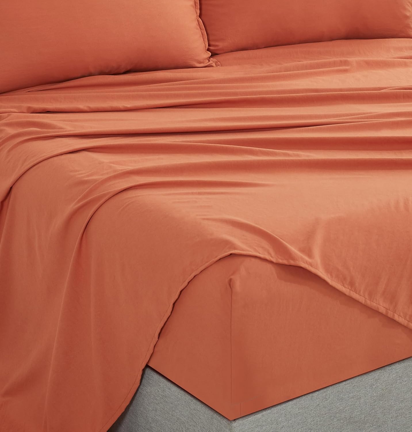 Vintage Washed Microfibre Sheet Set with 2 Pillowcases - Terracotta - King