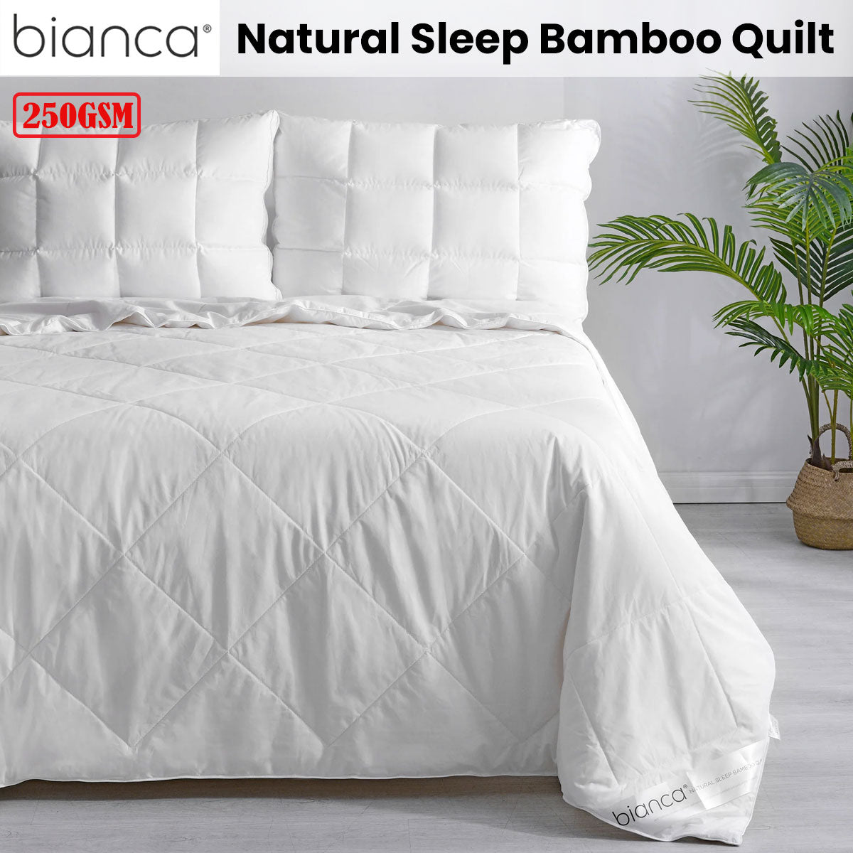 Bianca 250GSM Natural Sleep Bamboo Summer Quilt Double