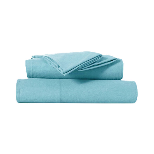 Kingtex Ultra-Soft Micro Flannel Sheet Set 40 cm Wall Aqua Single