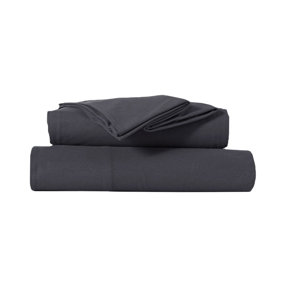 Kingtex Ultra-Soft Micro Flannel Sheet Set 40 cm Wall Charcoal King Single