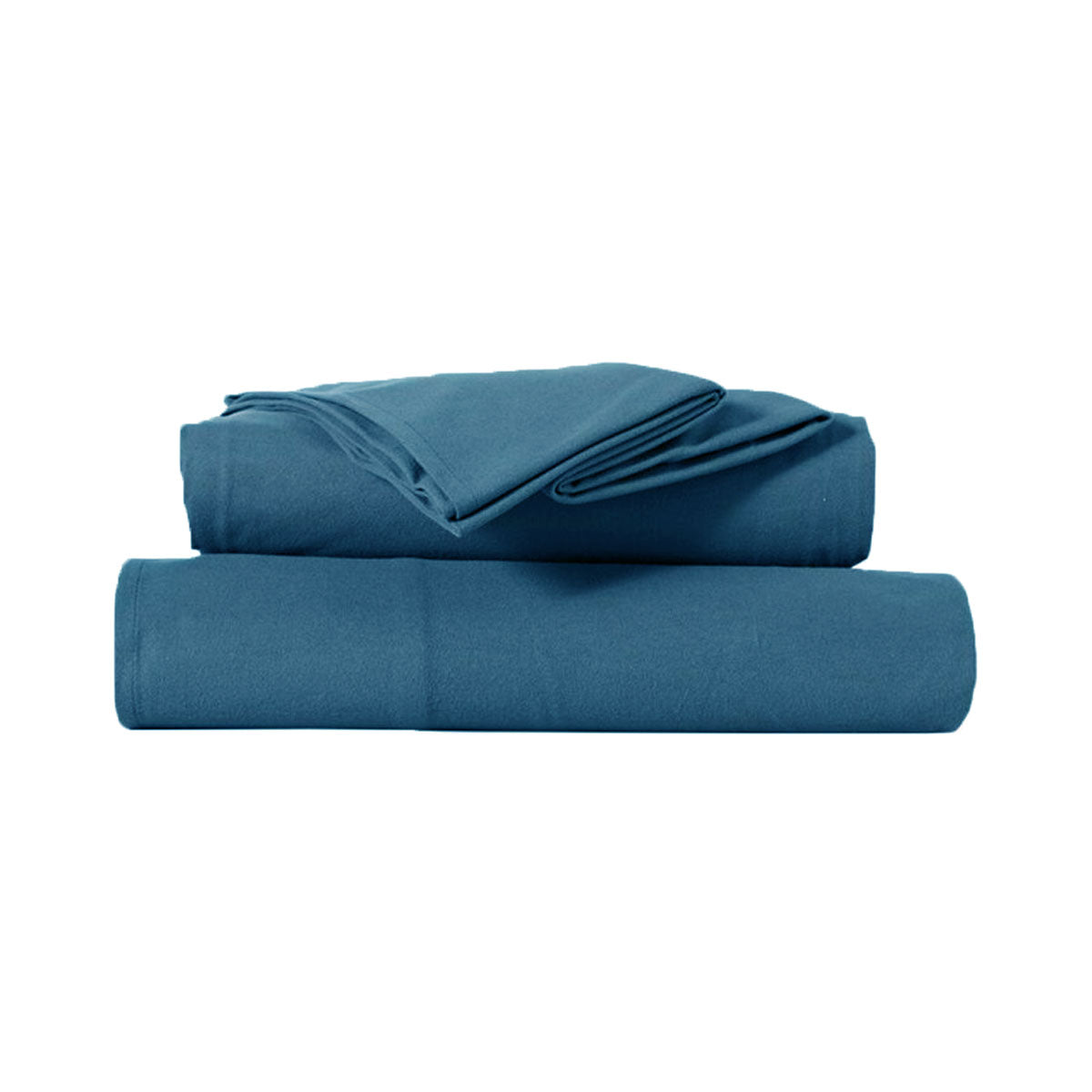 Kingtex Ultra-Soft Micro Flannel Sheet Set 40 cm Wall Steel Blue Double