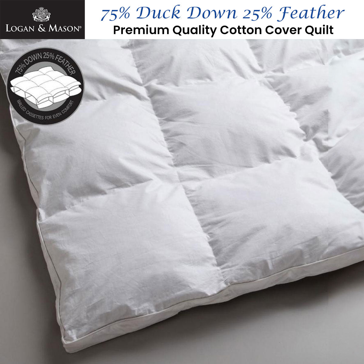 Logan and Mason 75% Duck Down 25% Feather Premium Quality Quilt Single