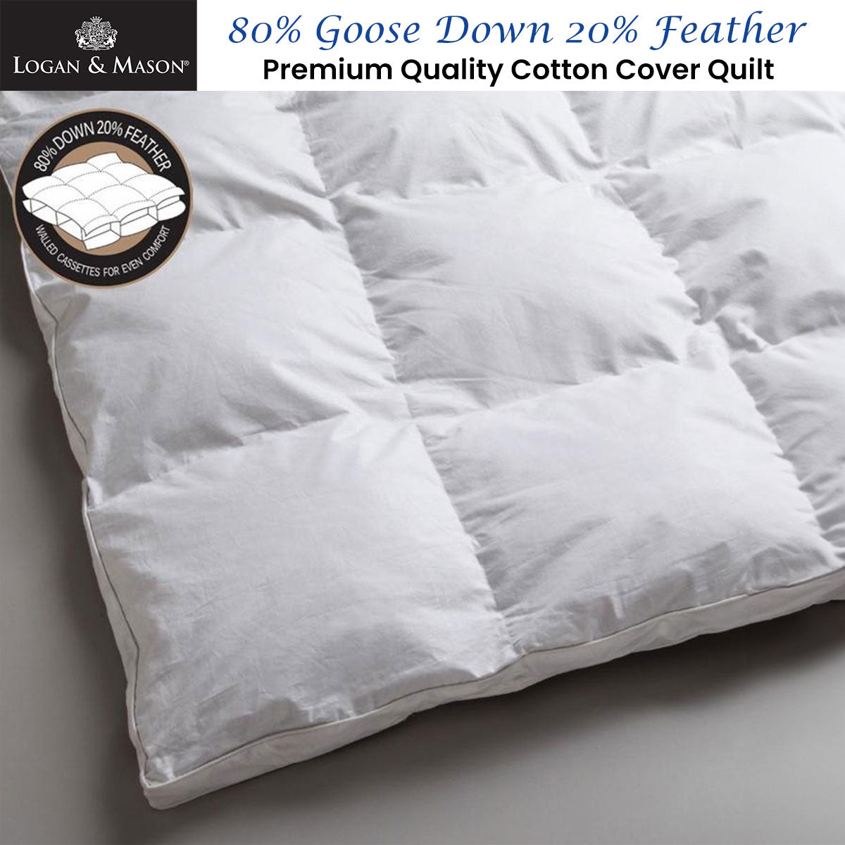 Logan and Mason 80% White Goose Down 20% Feather Premium Quality Quilt Double