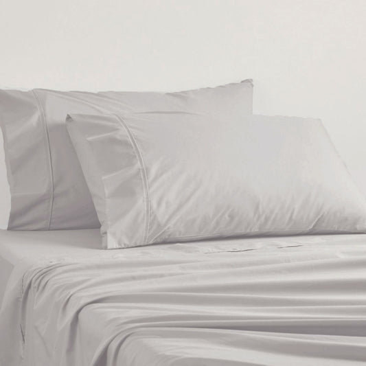 Logan and Mason 250TC 50% Polyester 50% Cotton Percale Sheet Set Silver 50cm Wall King Single