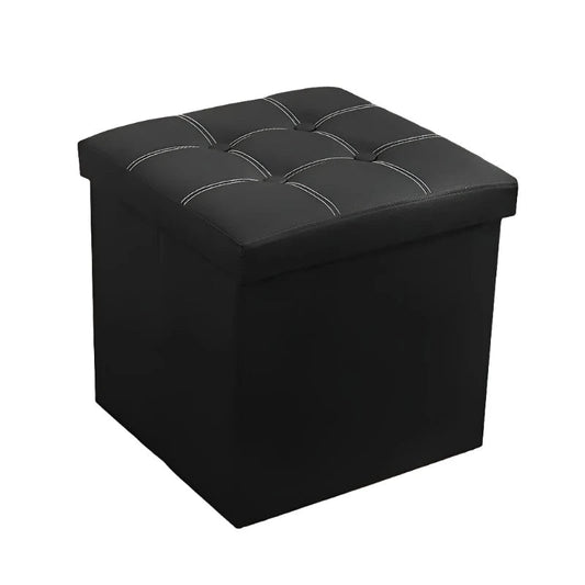 NNETM Faux Leather Storage Ottoman - Black, 55L