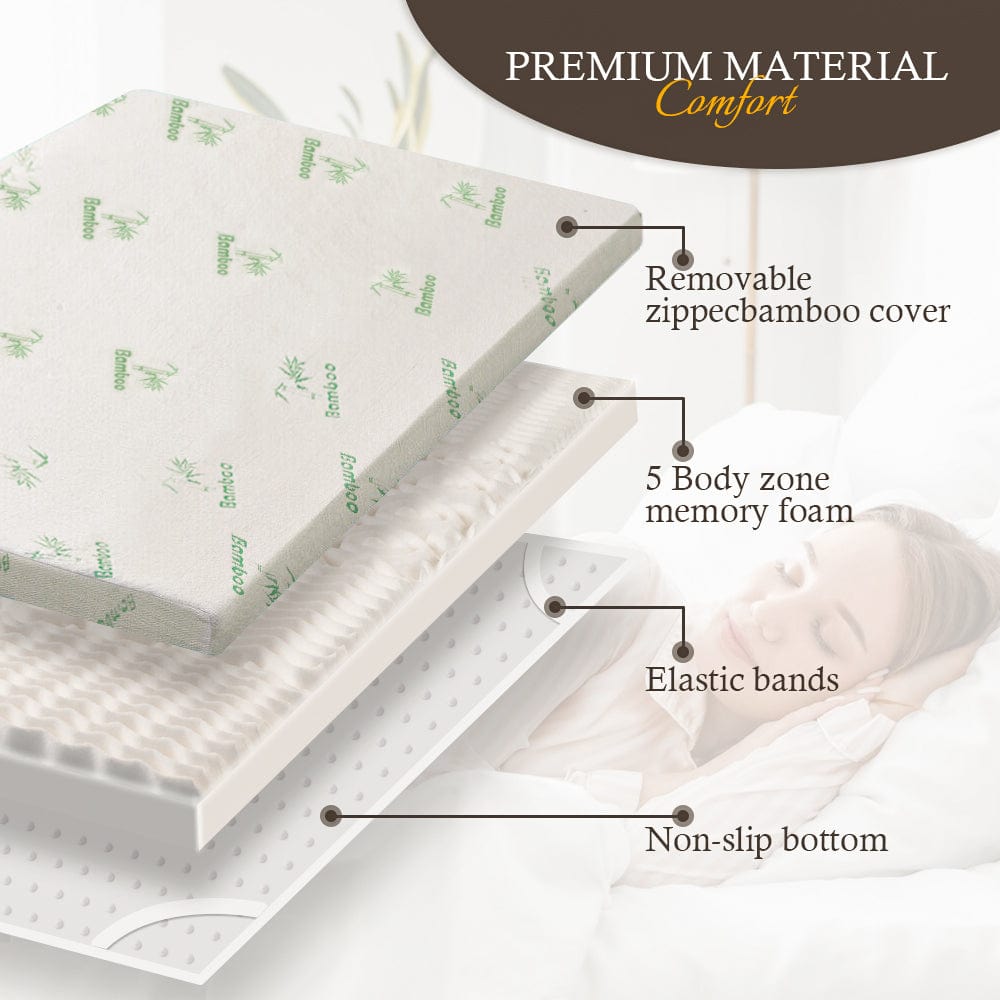 8cm Memory Foam Mattress Topper with Bamboo Cover - King