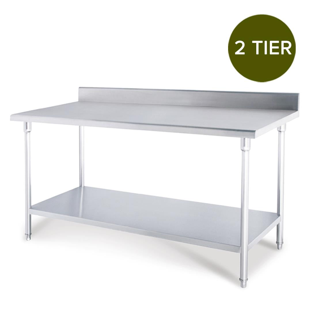 SOGA Commercial Catering Kitchen Stainless Steel Prep Work Bench Table with Back-splash 100*70*85cm